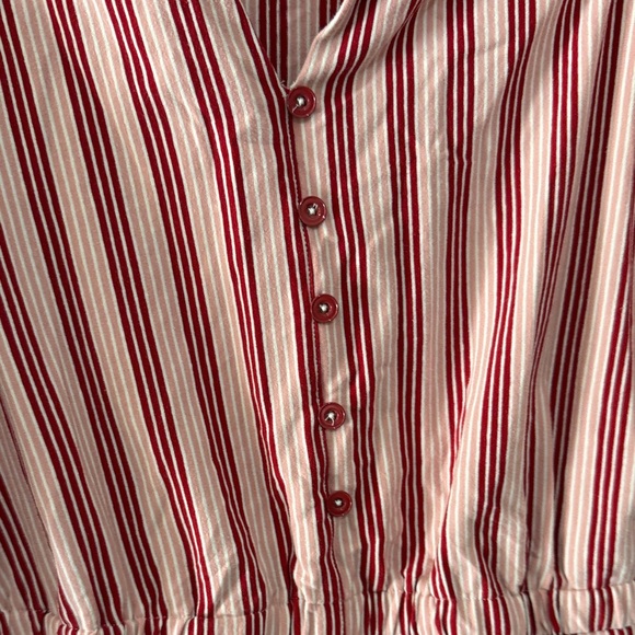 Matilda Jane Striped pink and Red heart to heart Dress pockets puff sleeve sz M - Picture 4 of 11